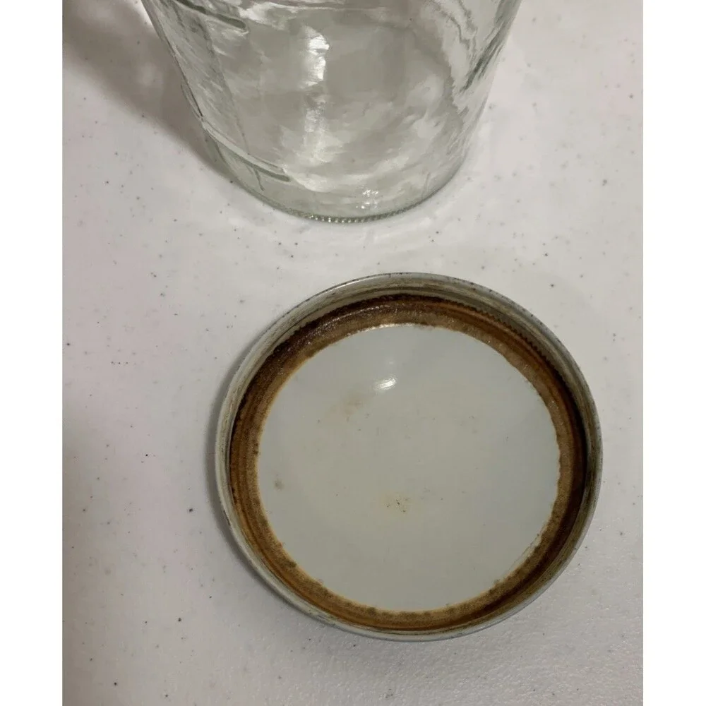 Vintage Herring Barrel Glass Jar Hoosier Canister Small 5” Farm House Country